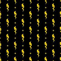 Yellow lightning bolt vector seamless pattern background.