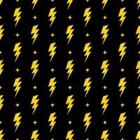 Yellow lightning bolt vector seamless pattern background.