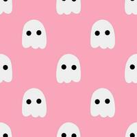 Cartoon ghost vector seamless pattern background.