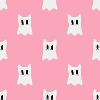 Cartoon ghost vector seamless pattern background.