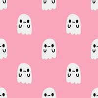 Cartoon ghost vector seamless pattern background.