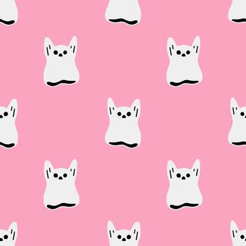 Cartoon ghost vector seamless pattern background.