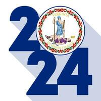 2024 long shadow banner with Virginia state flag inside. Vector illustration.