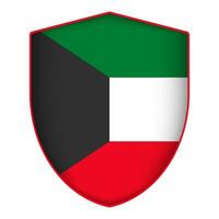 Kuwait flag in shield shape. Vector illustration.
