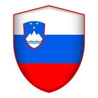 Slovenia flag in shield shape. Vector illustration.