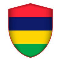 Mauritius flag in shield shape. Vector illustration.