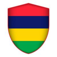 Mauritius flag in shield shape. Vector illustration.