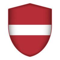 Latvia flag in shield shape. Vector illustration.