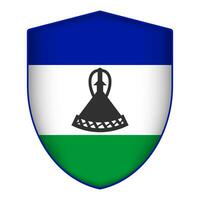 Lesotho flag in shield shape. Vector illustration.