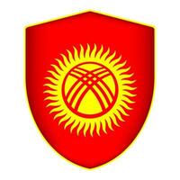 Kyrgyzstan flag in shield shape. Vector illustration.