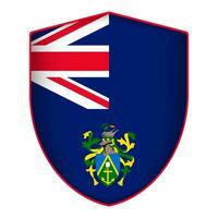 Pitcairn Islands flag in shield shape. Vector illustration.
