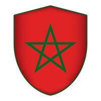 Morocco flag in shield shape. Vector illustration.