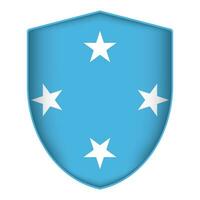 Micronesia flag in shield shape. Vector illustration.