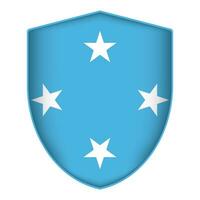 Micronesia flag in shield shape. Vector illustration.