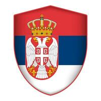 Serbia flag in shield shape. Vector illustration.