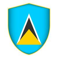 Saint Lucia flag in shield shape. Vector illustration.