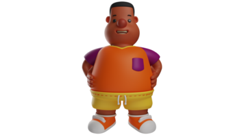 3D illustration. Exotic Male 3D Cartoon Character. Student is ready to exercise. Student wear sportswear complete with shoes. Boys who enjoy taking sports lessons. 3D cartoon character png