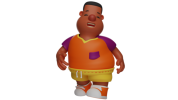 3D illustration. Student 3D Cartoon Character. A student wears neat and tidy clothes. Fat student walking. A boy who looks sweet and adorable. 3D cartoon character png