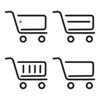 Shopping cart icon set. Collection of web icons for online shop, of various basket icons, vector, eps vector