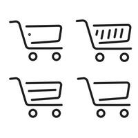 Shopping cart icon set. Collection of web icons for online shop, of various basket icons, vector, eps vector