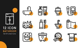 Bathroom Icon Sets using line style vector