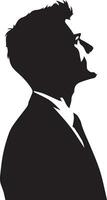 A Business Man looks up on the sky, vector silhouette, black color, white background 12