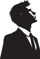 A Business Man looks up on the sky, vector silhouette, black color, white background 4