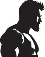 Muscle man vector silhouette illustration black color 5