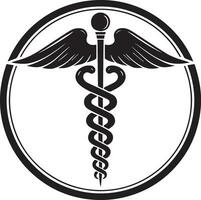 Caduceus health symbol Asclepius's Wand icon black color, silhouette, vector, illustration 7 vector