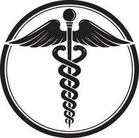 caduceo salud símbolo asclepio varita mágica icono negro color, silueta, vector, ilustración 7 7 vector