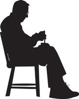 A man Thinking sitting on the chair vector silhouette