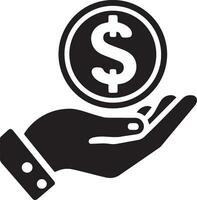 Money Icon on the Hand vector silhouette illustration 2