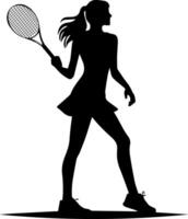 Female Tennis Player vector silhouette illustration 16