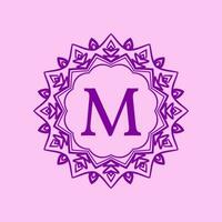 letter M mandala elegant circular border initial vector logo design