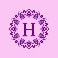 letter H mandala elegant circular border initial vector logo design