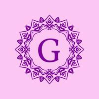 letter G mandala elegant circular border initial vector logo design