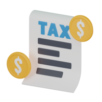 Symbolizing Financial Responsibilities, Money Coin and Tax Form Icon for Tax Management. 3D render. png