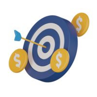 Symbolizing Precision and Achievement, Dart Hitting Target Icon for Business Objectives. 3D render. png