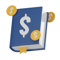 simbolizando financeiro segurança caderneta e moeda ícone para financeiro planejamento. 3d renderizar. png
