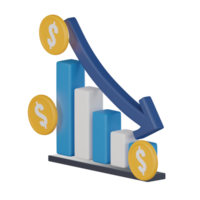 financiero crisis de un Finanzas pérdida cuadro. 3d prestar. png