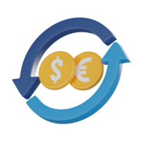 Currency Exchange 3D Icon, Vision of Global Finance and Trade Innovation. 3D render png