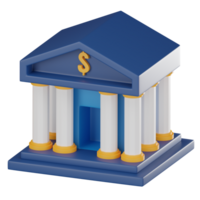 3d banco icono, un símbolo de financiero estabilidad y crecimiento. 3d hacer png