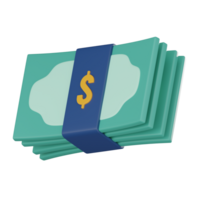 Money pile and dollar bundle banking icon. Financial Success Concept for Business and Savings. 3D Render png