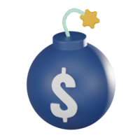 Symbolizing Financial Obligations, Money Bag and Bomb Icon for Debt Awareness. 3D render. png