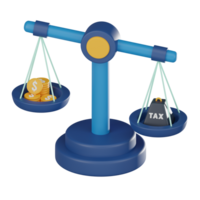 Tax Obligations and Financial Management, Tax Scales and Money Icon for Tax Balance. 3D render. png