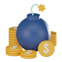 Symbolizing Financial Obligations, Money Bag and Bomb Icon for Debt Awareness. 3D render. png