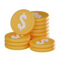 Gold dollar coins stack, Glimmering representation of financial success. 3D render. png