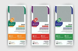 Back to school admission roll up standee pull up banner template vector