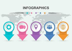 infografía diseño modelo con 5 5 flechas con íconos vector