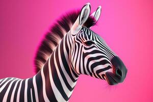 ai generative 3D Illustration of a Zebra on a pink background. photo